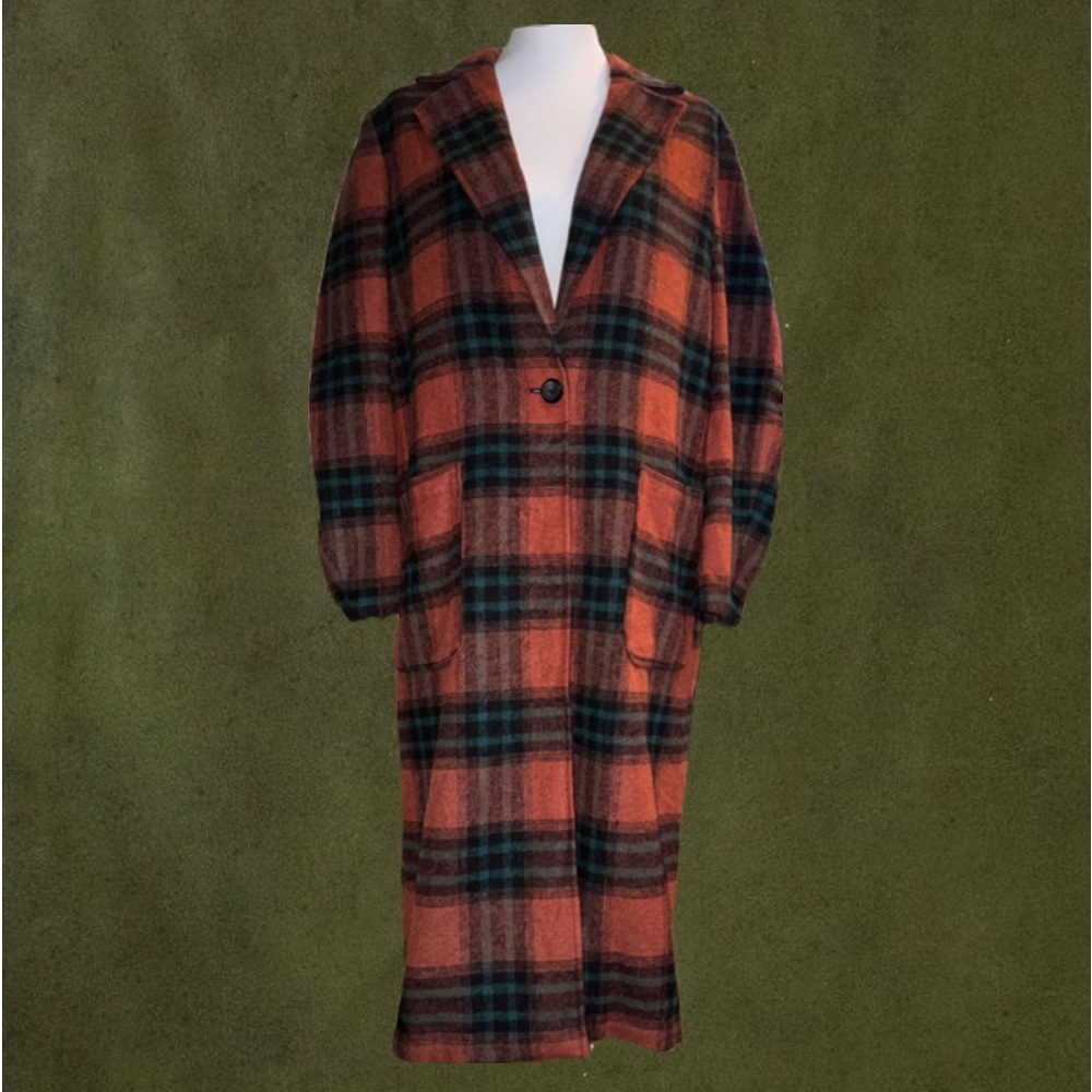 Leith Single Button Plaid Statement Coat - M